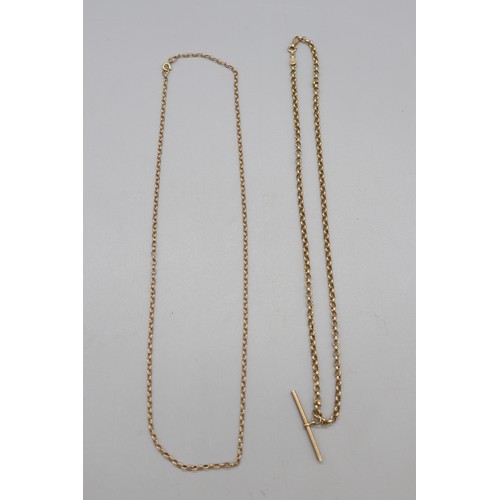 42 - Lot of two belcher style chains, comprising a stamped 9ct yellow gold belcher link chain necklet wit... 