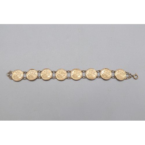 37 - Stamped 9ct yellow gold “George and Dragon” thin token bracelet, weight 4.72g, length 7.5 inches
Bra... 