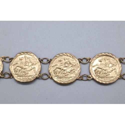 37 - Stamped 9ct yellow gold “George and Dragon” thin token bracelet, weight 4.72g, length 7.5 inches
Bra... 