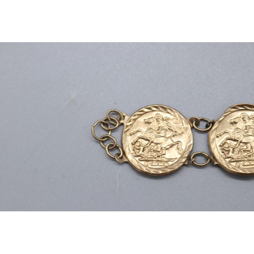 37 - Stamped 9ct yellow gold “George and Dragon” thin token bracelet, weight 4.72g, length 7.5 inches
Bra... 