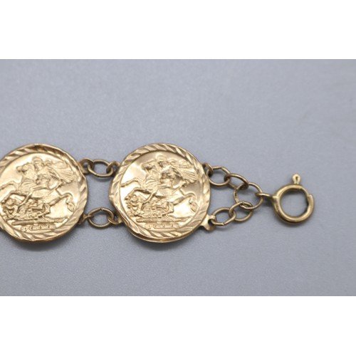 37 - Stamped 9ct yellow gold “George and Dragon” thin token bracelet, weight 4.72g, length 7.5 inches
Bra... 