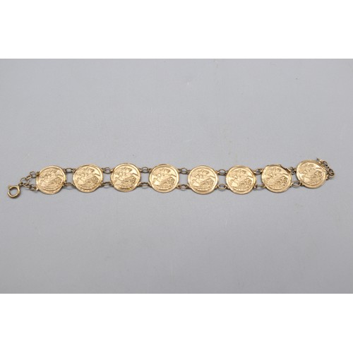 37 - Stamped 9ct yellow gold “George and Dragon” thin token bracelet, weight 4.72g, length 7.5 inches
Bra... 