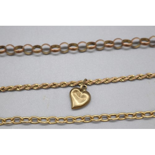 35 - Lot of four hallmarked 9ct yellow gold bracelets, comprising a stamped 9ct yellow gold oval link bel... 