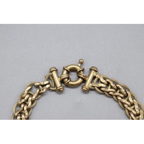 33 - Hallmarked 9ct yellow gold belt link bracelet with heavy bolt ring clasp, weight 9.89g, length 7.5 i... 