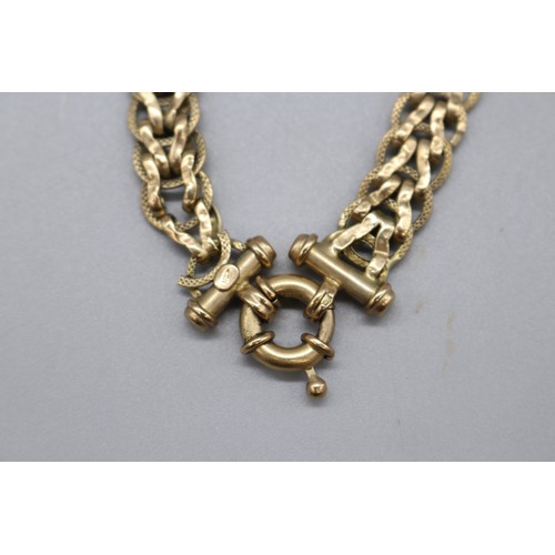 33 - Hallmarked 9ct yellow gold belt link bracelet with heavy bolt ring clasp, weight 9.89g, length 7.5 i... 