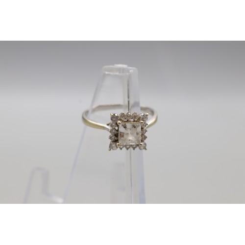 28 - Lot of two stamped 9ct white gold cubic zirconia rings, comprising a hallmarked 9ct white gold princ... 