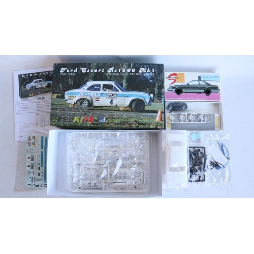 Five 1/24 scale plastic rally car model kits to include a Belkits VW ...