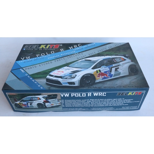 Five 1/24 scale plastic rally car model kits to include a Belkits VW ...