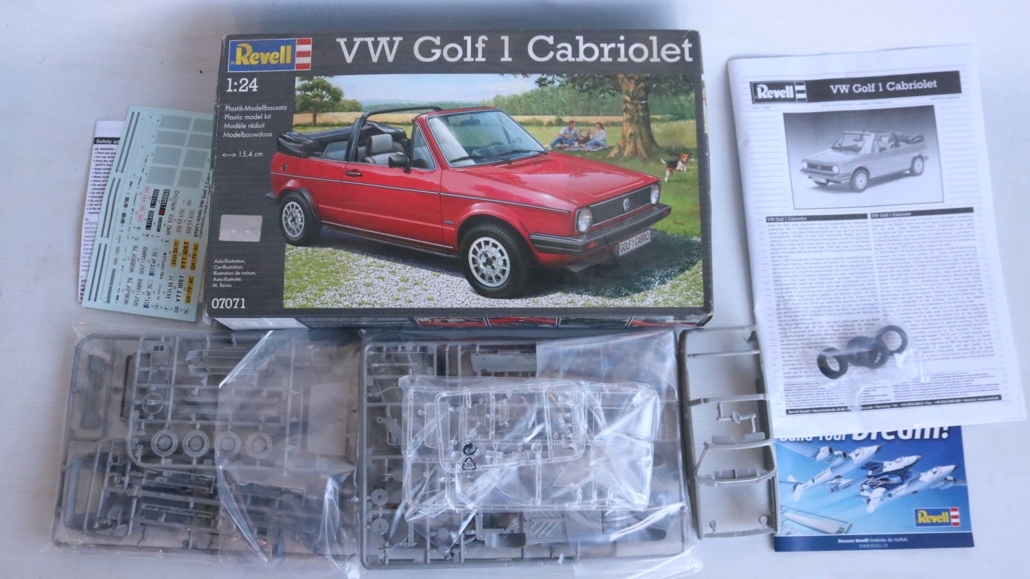 Six unstarted 1/24 scale plastic car model kits to include a Tamiya ...