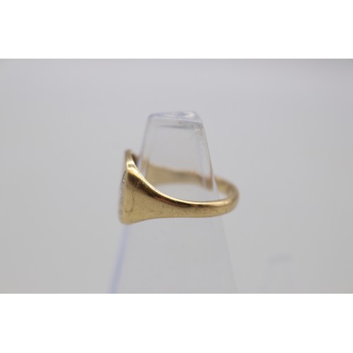 50 - Stamped 9ct yellow gold signet ring with square engraved table, size R, weight 4.38g
Bradley's Shipp... 