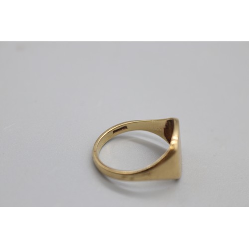 50 - Stamped 9ct yellow gold signet ring with square engraved table, size R, weight 4.38g
Bradley's Shipp... 