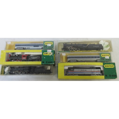 35 - Collection of N gauge Mintrix electric steam and diesel locomotives and starter set (appears complet... 