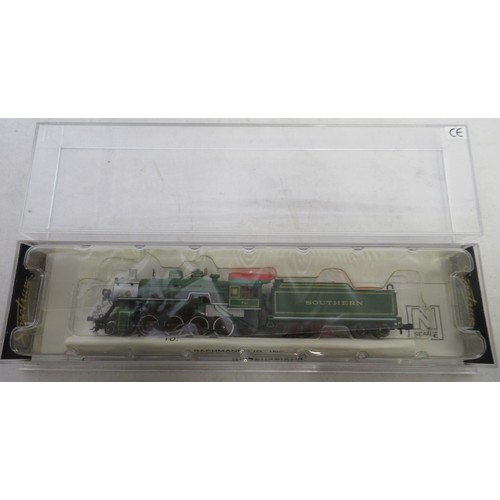 22 - Five boxed N gauge American steam locomotive models from Spectrum, Con-cor (The Rail Baron Collectio... 