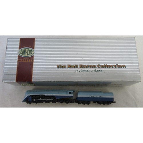 22 - Five boxed N gauge American steam locomotive models from Spectrum, Con-cor (The Rail Baron Collectio... 