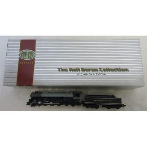 22 - Five boxed N gauge American steam locomotive models from Spectrum, Con-cor (The Rail Baron Collectio... 