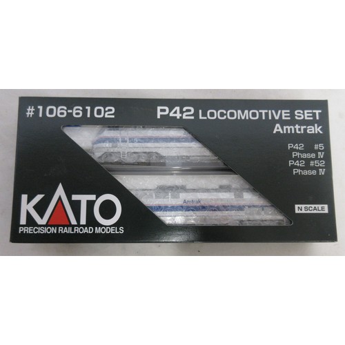 24 - Four boxed Kato N gauge sets incl. P42 locomotive set Amtrak Phase IV and Southern Pacific/Daylight ... 
