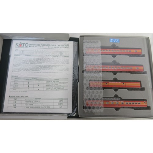 24 - Four boxed Kato N gauge sets incl. P42 locomotive set Amtrak Phase IV and Southern Pacific/Daylight ... 