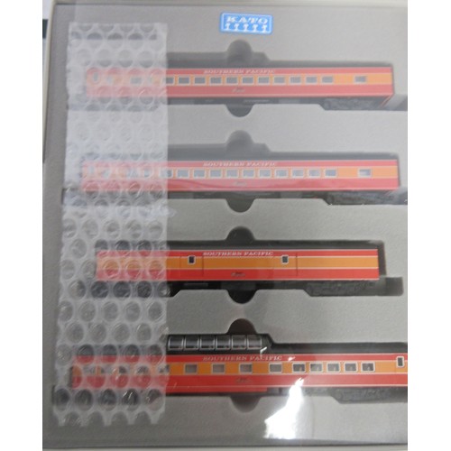 24 - Four boxed Kato N gauge sets incl. P42 locomotive set Amtrak Phase IV and Southern Pacific/Daylight ... 