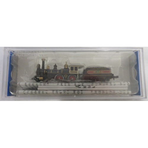 25 - Seven boxed N gauge American steam locomotive models from Bachmann and Atlas, also incl. one unboxed... 