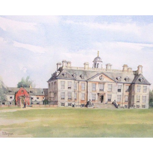 B. Raynor (British, 20th Century) watercolour depicting south façade of ...