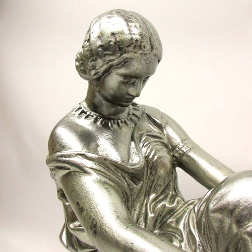 413 - Neoclassical-style silvered composite sculpture of 'Sappho' after James (Jean-Jacques) Pradier (Fren... 