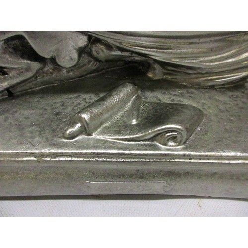 413 - Neoclassical-style silvered composite sculpture of 'Sappho' after James (Jean-Jacques) Pradier (Fren... 
