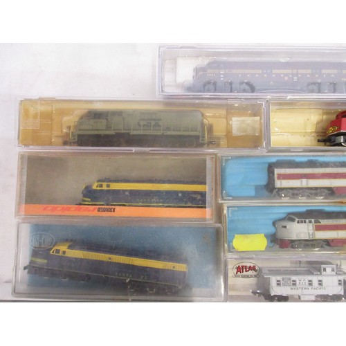 27 - Eight boxed American N gauge electric diesel locomotive models from Bachmann, Arnold, Atlas etc., al... 
