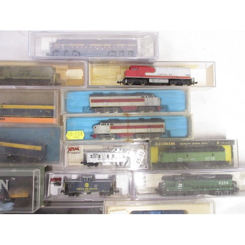 27 - Eight boxed American N gauge electric diesel locomotive models from Bachmann, Arnold, Atlas etc., al... 