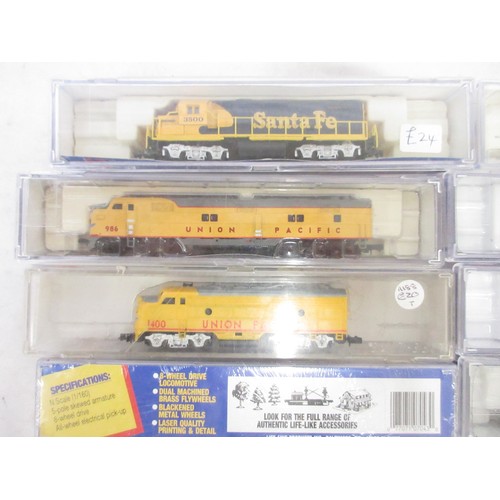 28 - Ten boxed N gauge American electric steam locomotive models from Atlas and Life Like incl. 'Union Pa... 