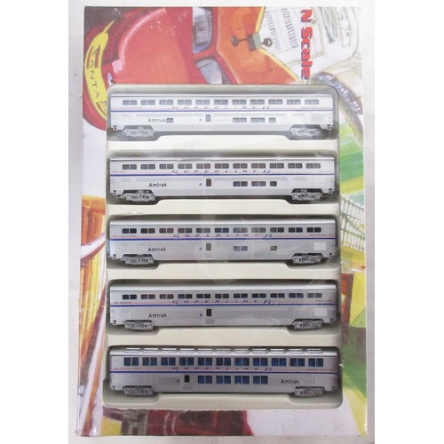 34 - Collection of N gauge 'Amtrak' loco, boxcars and coaches, mostly by Con-Cor to incl. HHP-8 Loco (DCC... 