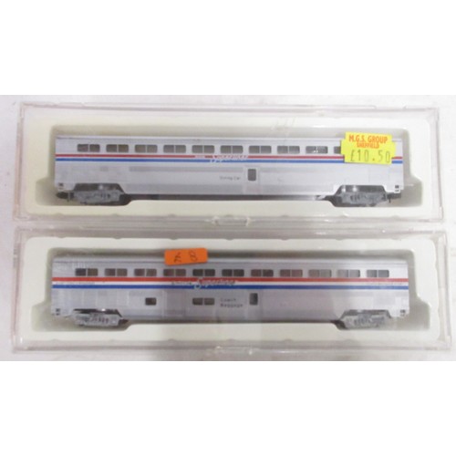 34 - Collection of N gauge 'Amtrak' loco, boxcars and coaches, mostly by Con-Cor to incl. HHP-8 Loco (DCC... 