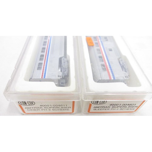 34 - Collection of N gauge 'Amtrak' loco, boxcars and coaches, mostly by Con-Cor to incl. HHP-8 Loco (DCC... 