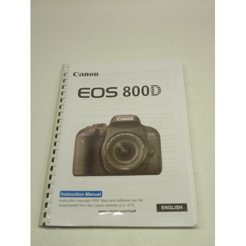 707 - Canon EOS 800D digital camera (lacking battery) with EW-63C lens, Canon ET-74B lens,  Manfrotto trip... 