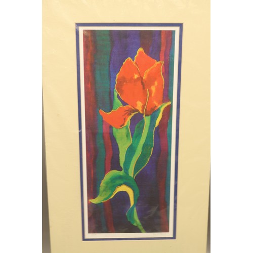 745 - Iris O. Roberts (Contemporary) botanical selection inc. hand-painted silk on board of pink Stargazer... 