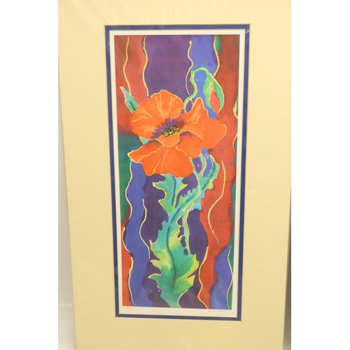 745 - Iris O. Roberts (Contemporary) botanical selection inc. hand-painted silk on board of pink Stargazer... 