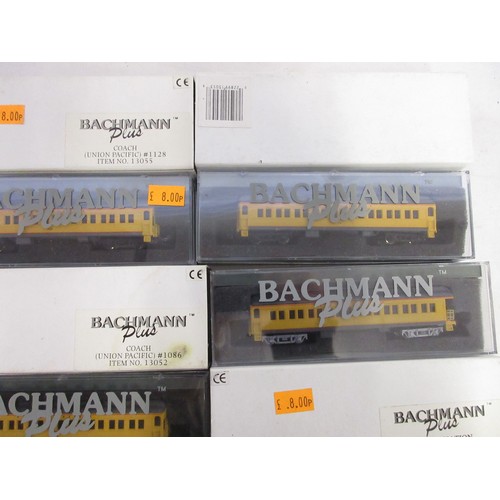 36 - Assorted collection of boxed N gauge railway coaches from various makers incl. Bachmann, Atlas, Riva... 