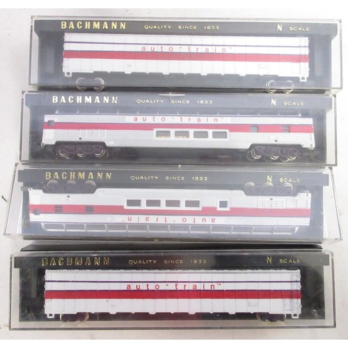 37 - Assorted collection of boxed American N gauge railway coaches/cars mostly from Bachmann and Con-Cor ... 