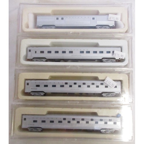 37 - Assorted collection of boxed American N gauge railway coaches/cars mostly from Bachmann and Con-Cor ... 