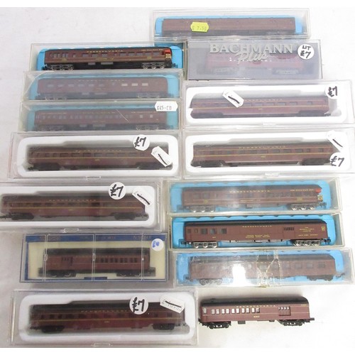 38 - Assorted collection of boxed N gauge railway coaches mostly from Rivarossi and Con-Cor, examples inc... 