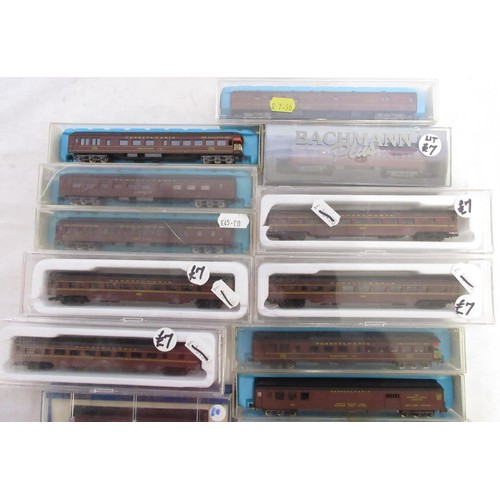 38 - Assorted collection of boxed N gauge railway coaches mostly from Rivarossi and Con-Cor, examples inc... 