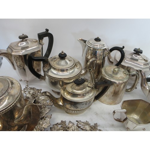 922 - A good collection of silverplated wares incl. Atkin Bros Sheffield coffee pot, James Pinder & Co She... 