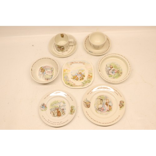 624 - Collection of Beatrix Potter Mrs Tiggy-Winkle children's dinnerware from Wedgewood and Royal Albert,... 