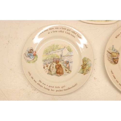 624 - Collection of Beatrix Potter Mrs Tiggy-Winkle children's dinnerware from Wedgewood and Royal Albert,... 