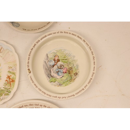 624 - Collection of Beatrix Potter Mrs Tiggy-Winkle children's dinnerware from Wedgewood and Royal Albert,... 