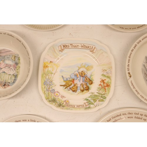 624 - Collection of Beatrix Potter Mrs Tiggy-Winkle children's dinnerware from Wedgewood and Royal Albert,... 