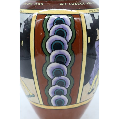 797 - The Foley Intarsio vase 'Much Ado About Nothing' two panels showing Act 3 Scene 3 and Act 5 Scene 1,... 