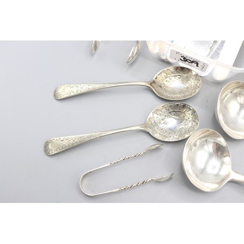309 - Silver & plate tableware collection inc. Georgian ladle sauce spoon pair by Jonathan Hayne, London 1... 