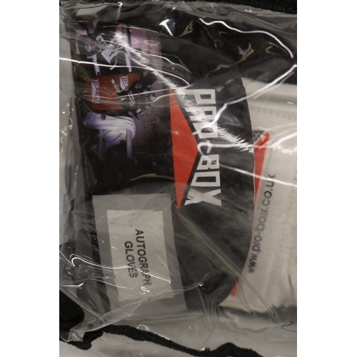 990 - Pro-Box boxing glove signed by Steve Collins, addressed to Bobby Davro, 'Keep Punching', with carry ... 