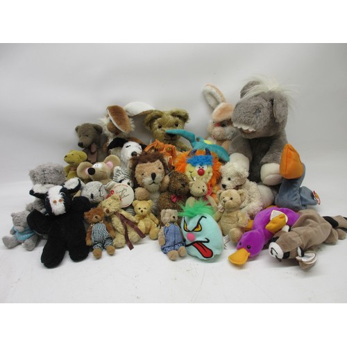 992 - Collection of teddy bears, badges and playing cards; incl. TY Beenie Babies, with tags - Scoop, Ring... 