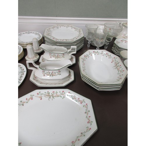 628 - Johnson Brothers Eternal Beau tableware incl. cake plate approx. L30cm, serving bowls, plates, tea p... 